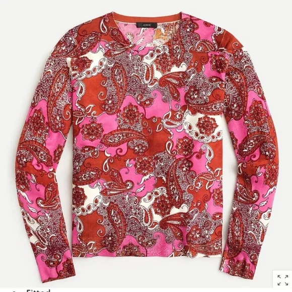 J. Crew Merino paisley sweater - Picture 1 of 4